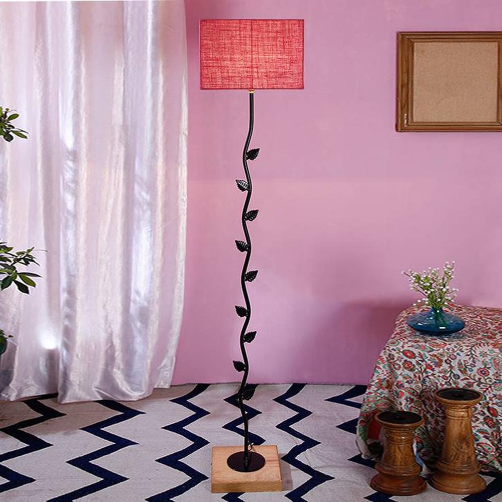 Elin Pink Cotton Shade Floor Lamp - Devansh