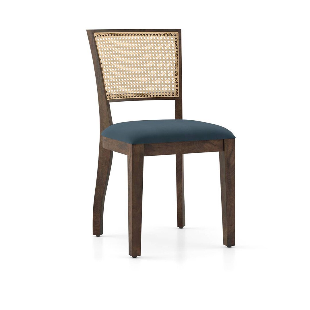 Atlas Solid Wood 6 Seater Dining Table With Reed Dining Chairs Set