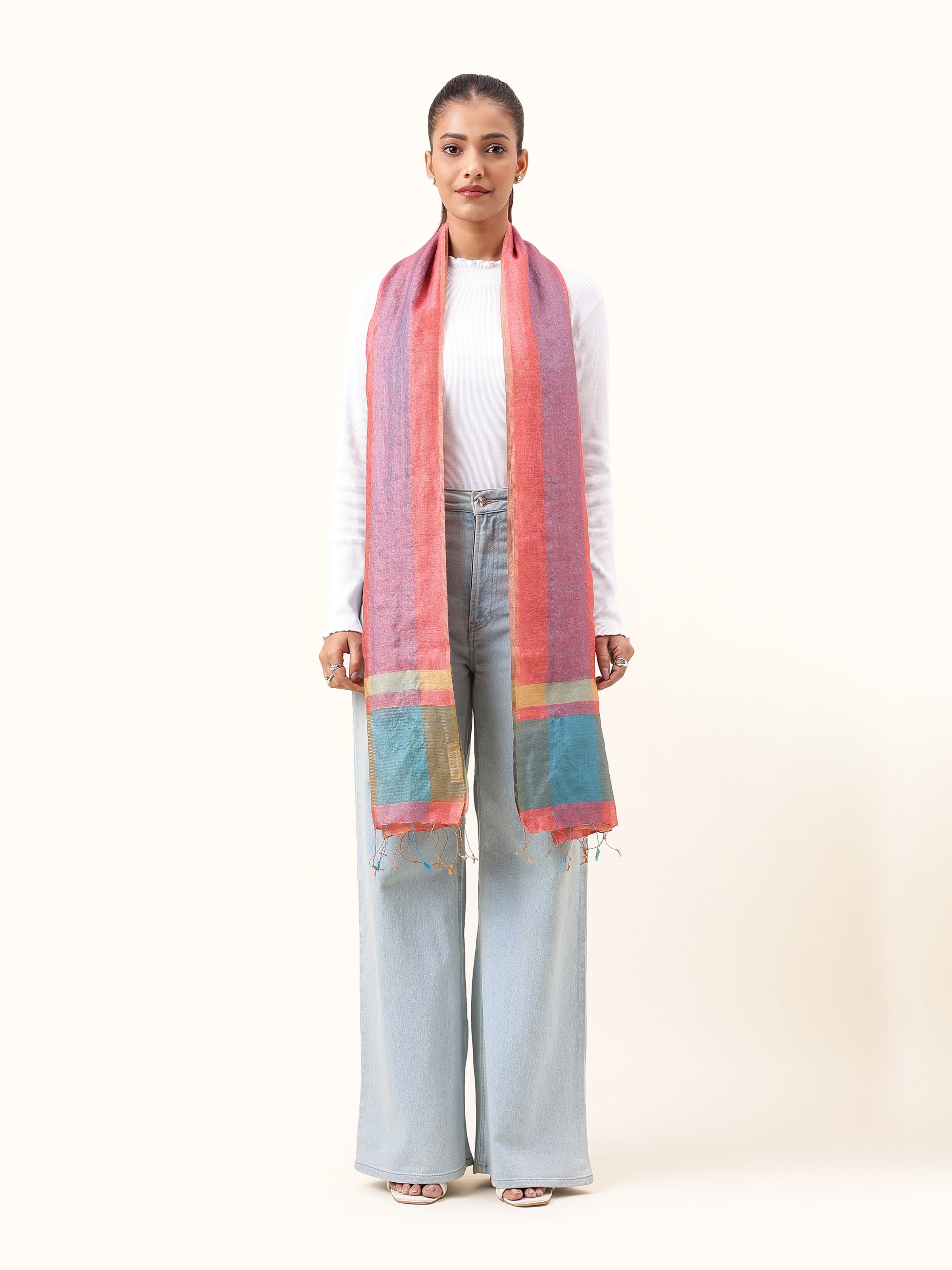 Navya Orange Tussar Silk Stole