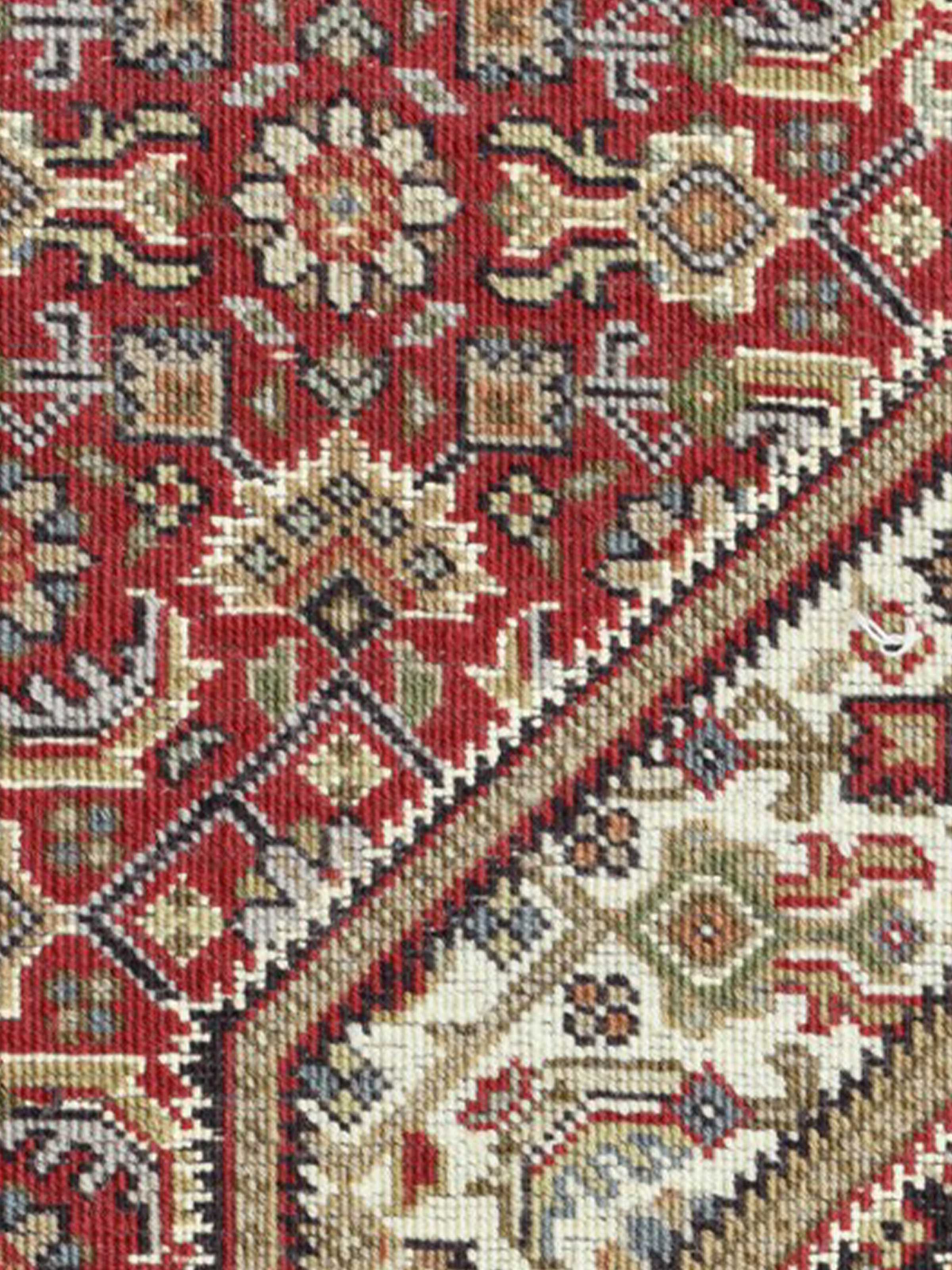Traditional Bizar Red Bhadohi Wool Hand Knotted Rug