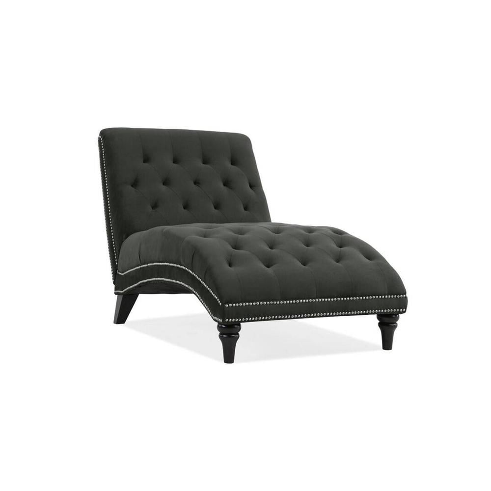Pion Velvet Chaise Launger in Black Colour