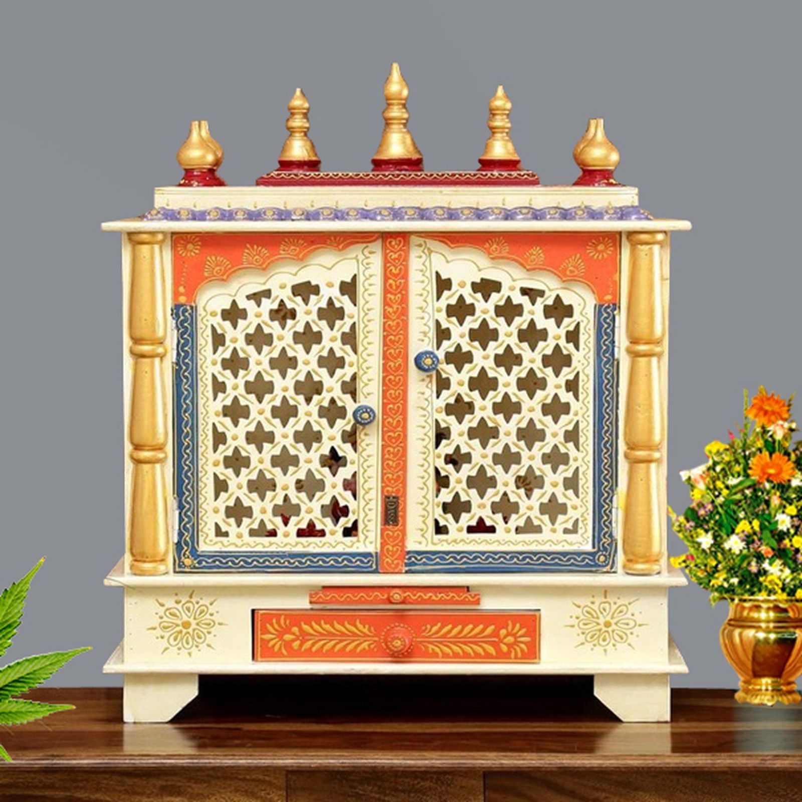 D'Dass Sheesham and Mdf Wooden Home Temple For Pooja Mandir For Home