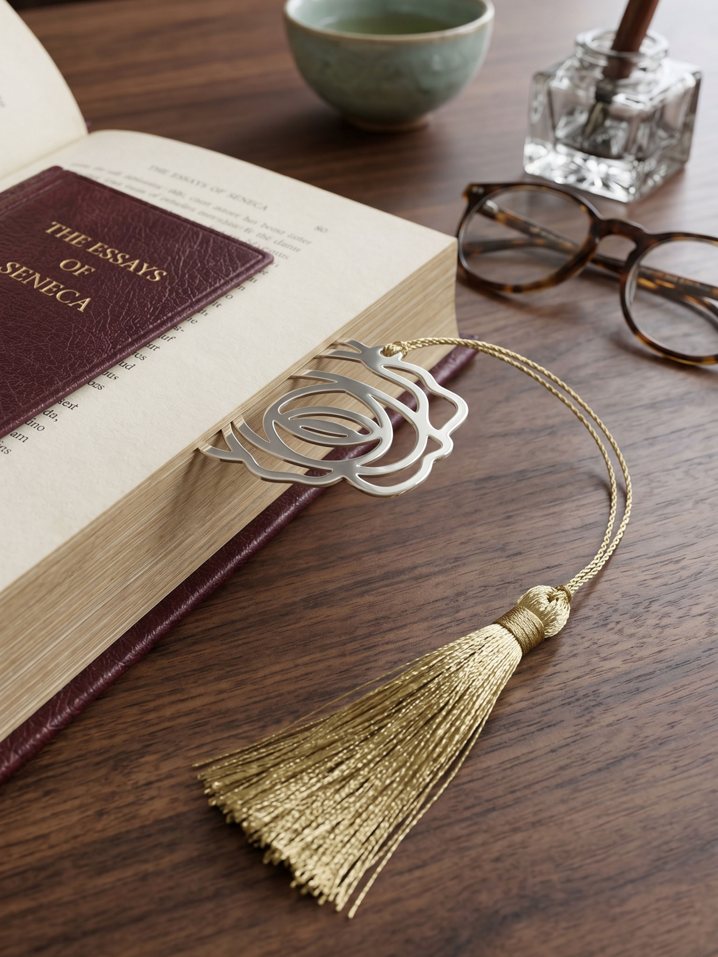 Silver-plated Rose Bookmark