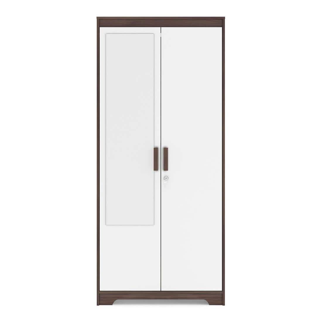 Miller 2 Door Wardrobe With Mirror and Lock in Two Tone Finish