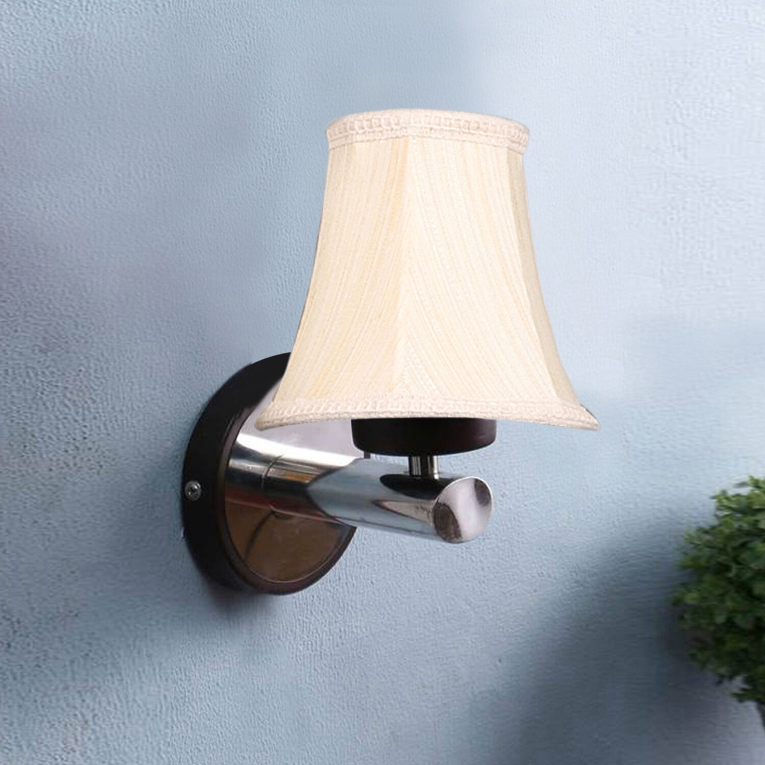 Devansh Metal Wall Mounted Lamp With Off-White Cotton Shade