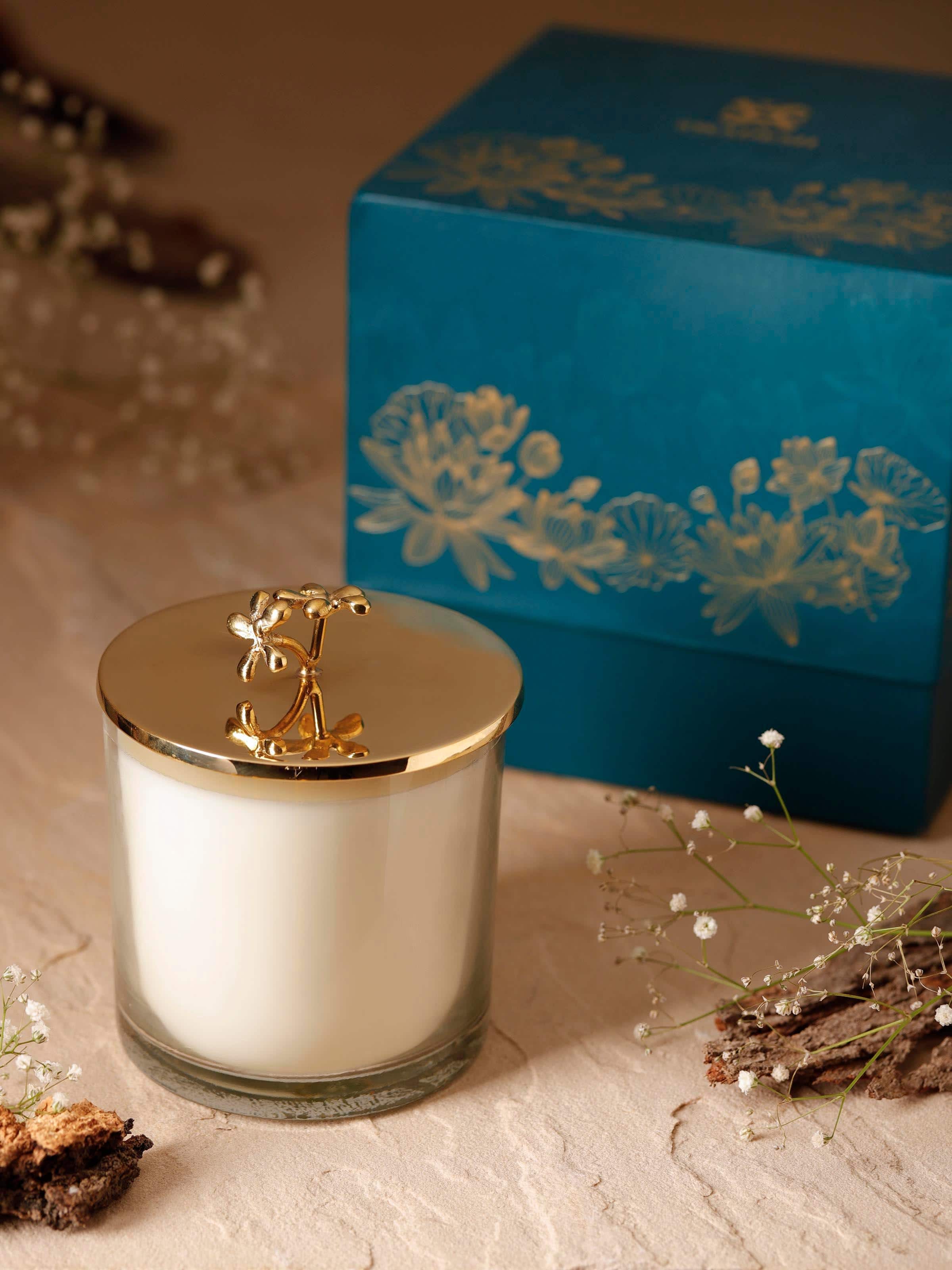 Side view of Brass Candle highlighting its elegant shape and polished finish