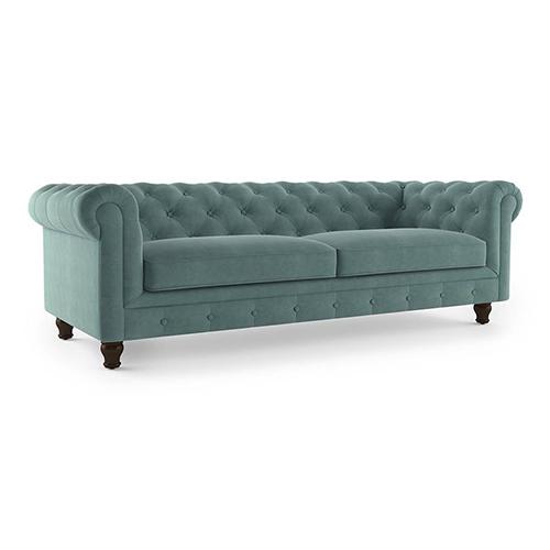 Winchester Luxe 3 Seater Fabric Sofa in Dusty Turquoise Velvet Colour