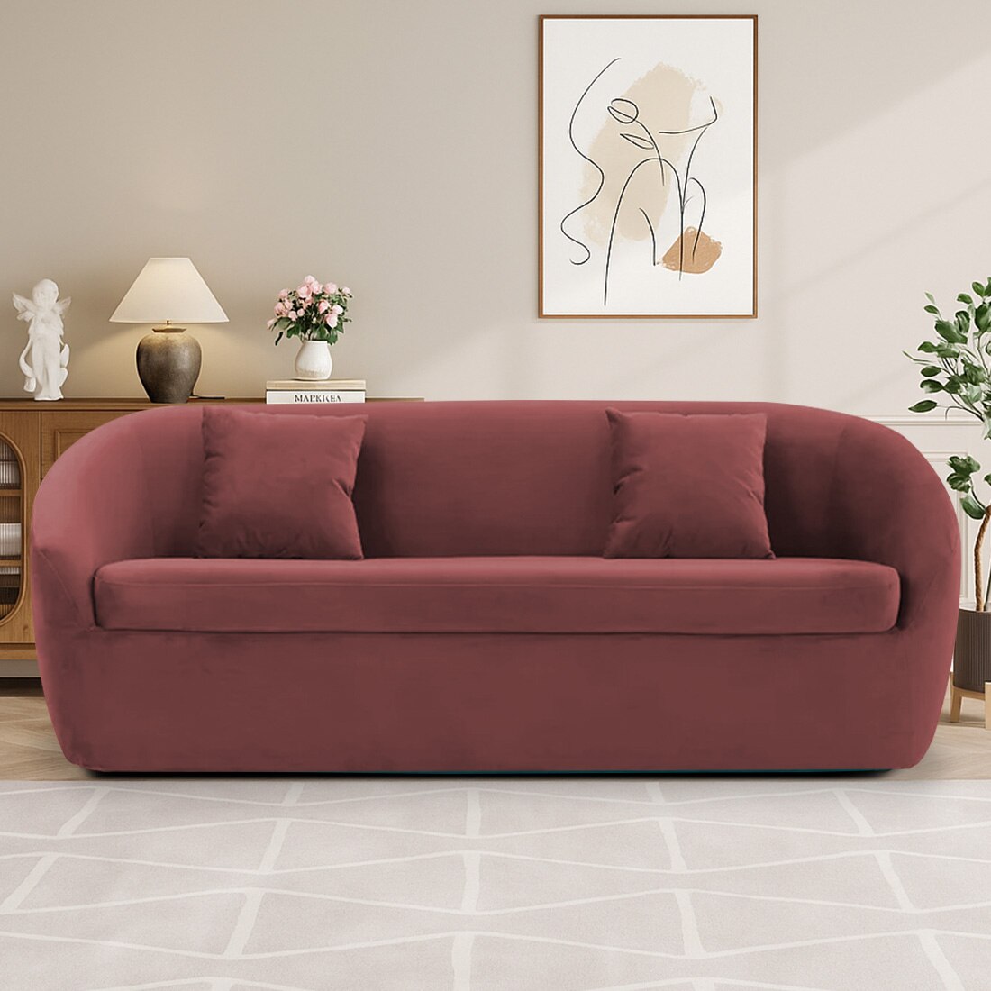Davis Fabric Sofa (Pink)