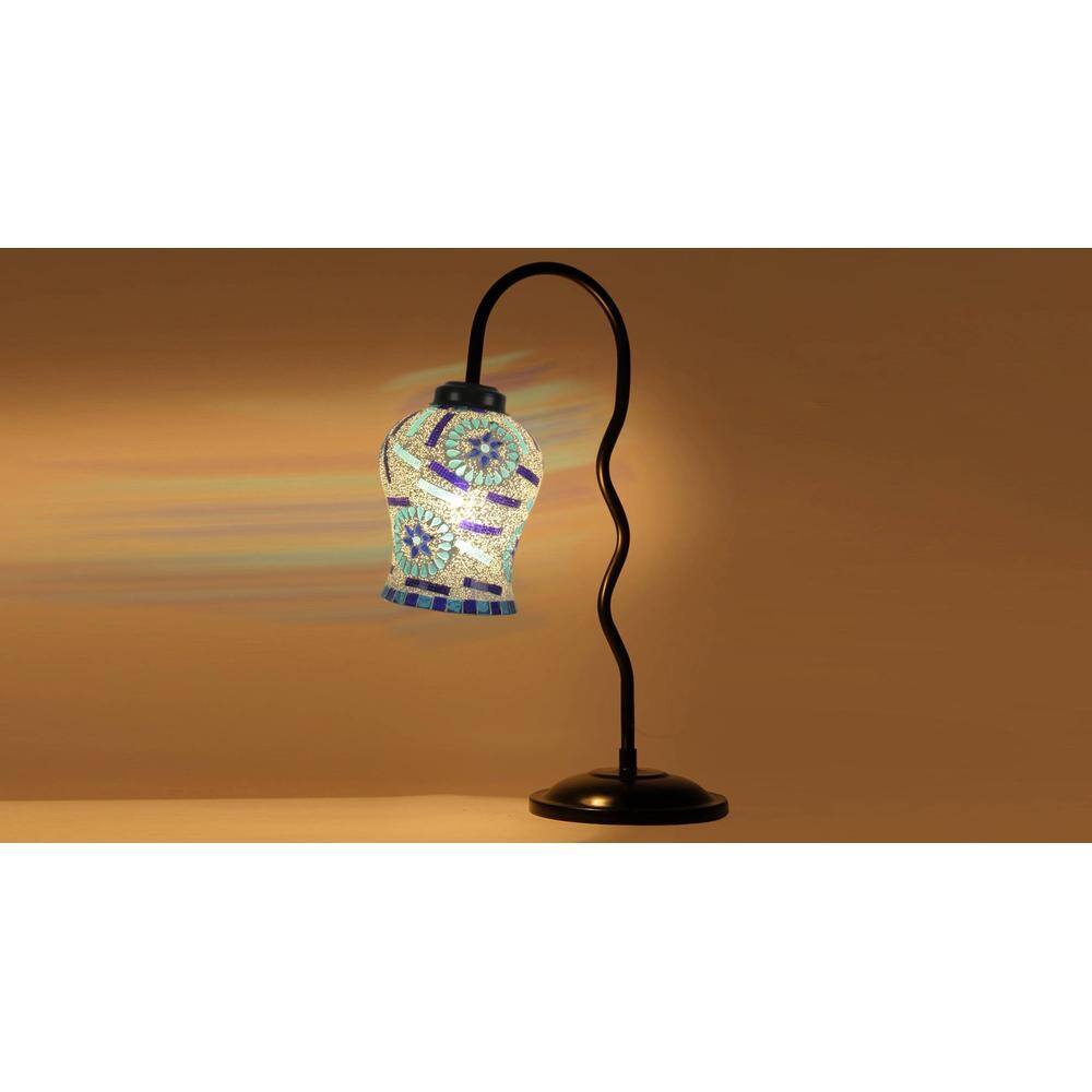 Multicolor Mosaic Glass Zig Zag Curvy Table lamp with Iron Base (EN05)