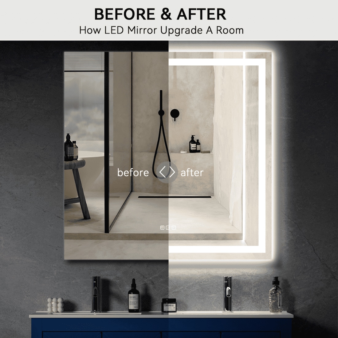 Square LED Mirror  Illuminated  Mirror with Light Border