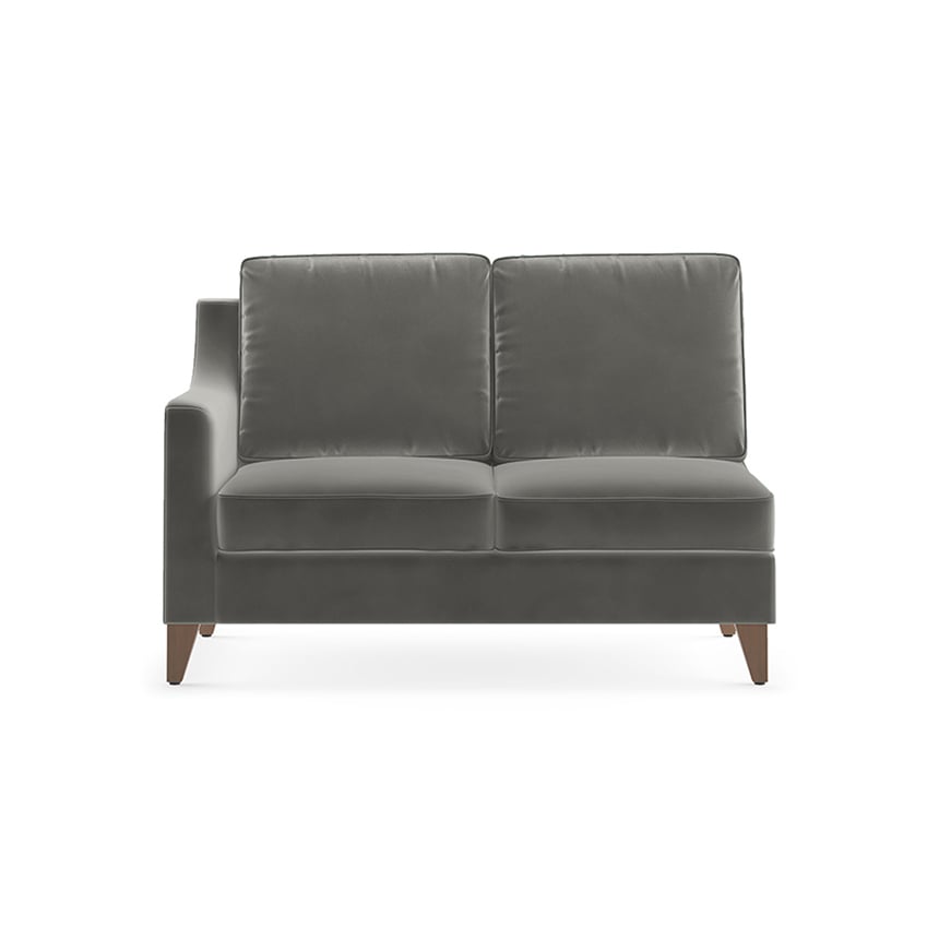 Abbey Sectional Sofa (Colour : Ash Grey Velvet, Cushion : Soft, Seater : Right Aligned 2 Seater + Right Aligned Chaise)