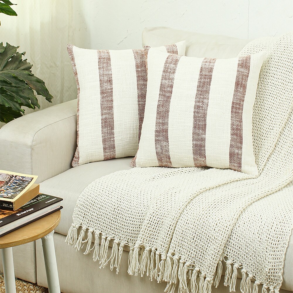 Block Set Of 2 Cushion Cover With Red Colour