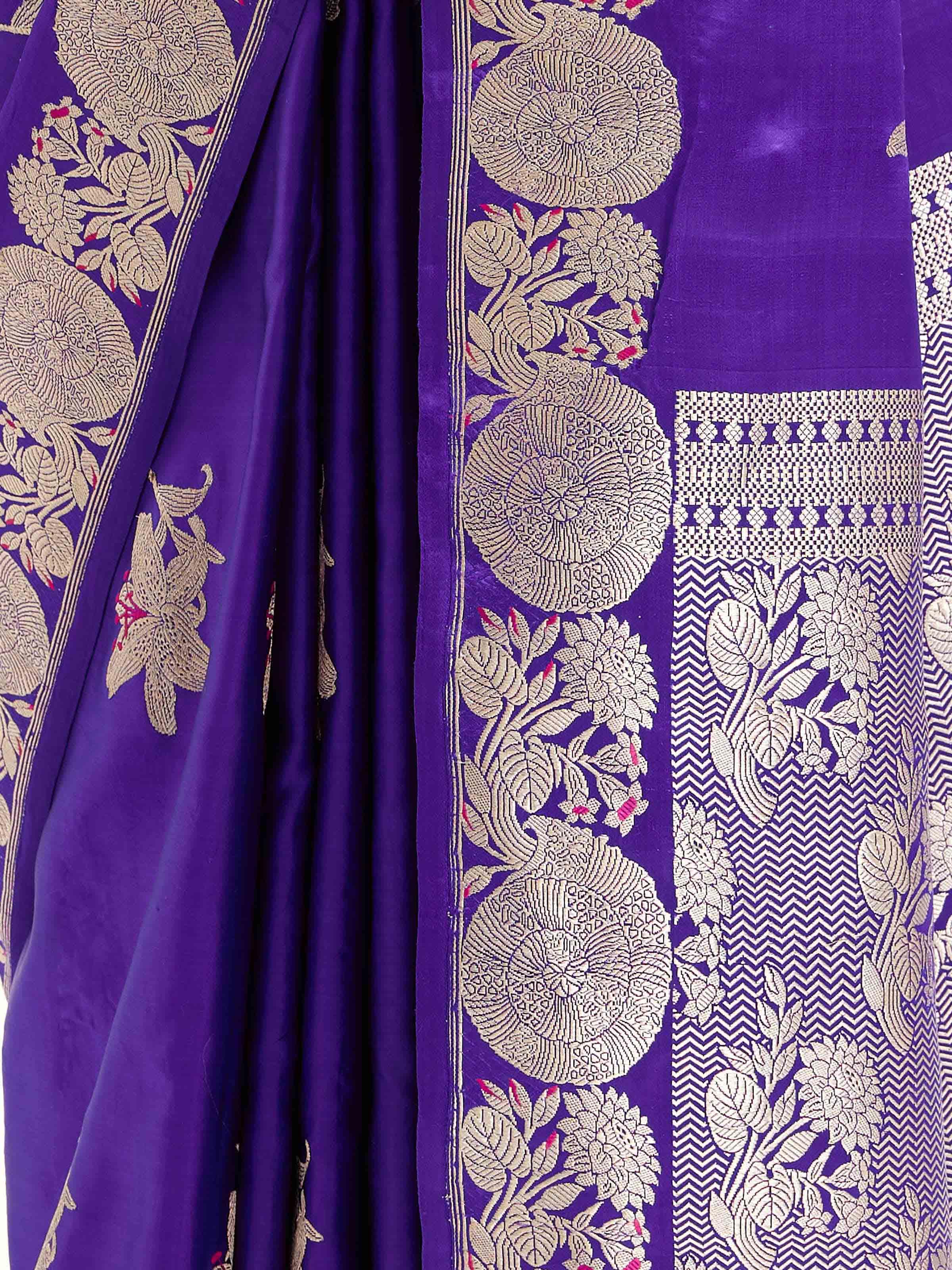 Purple Silk Banarasi Saree