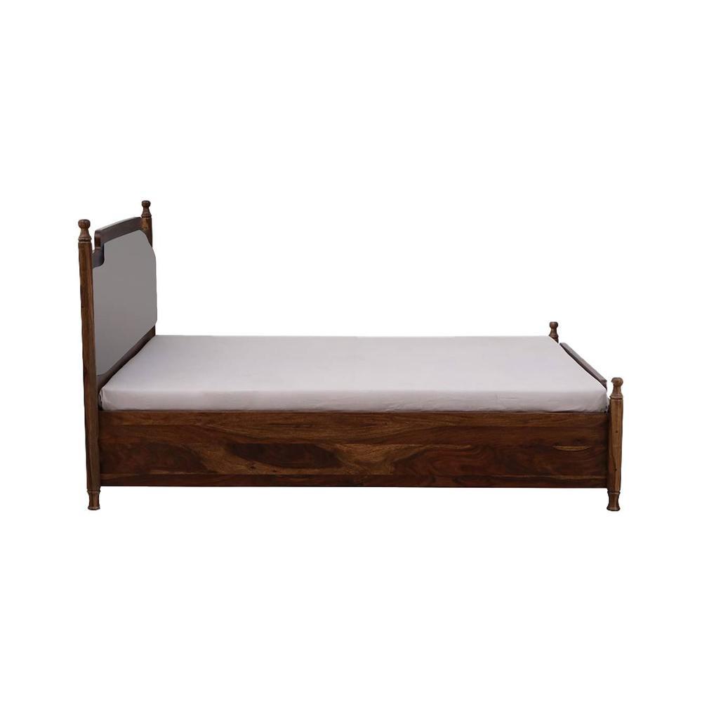 Domino Solid Wood Storage Bed In Turquoise Blue Colour