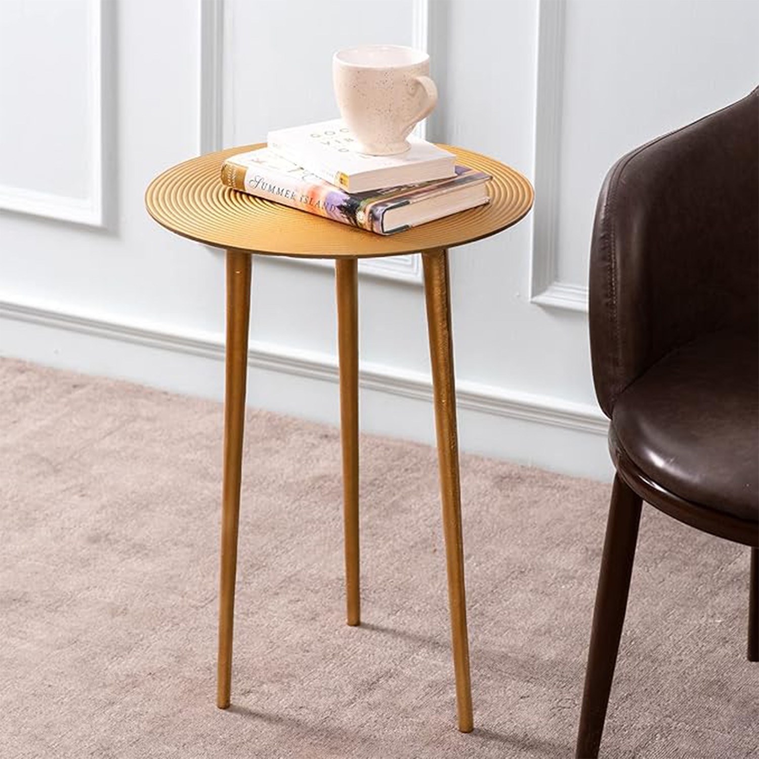 Cosmo Aluminium Rays End Table in Gold Color Set of 2 - Nestroots