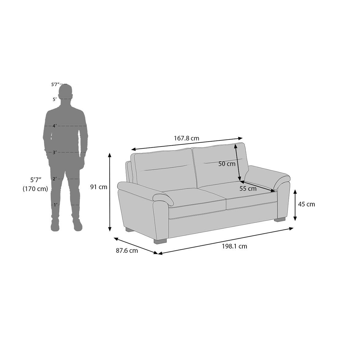 Adelaide 3 Seater Leatherette Sofa in Cream Colour