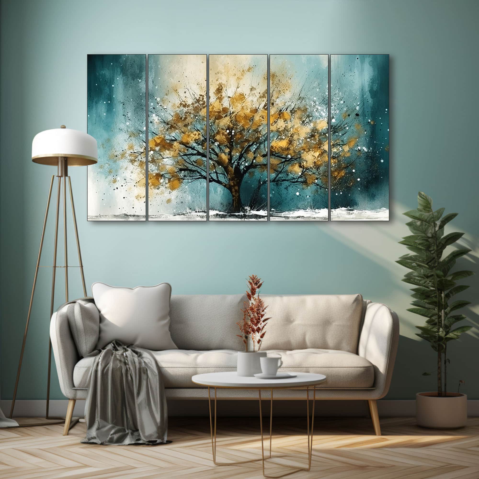 The Castle Decor Abstract Art Wall Painting Wooden Framed Digital Painting 27x48 Inch (Style 13) - The Castle Decor