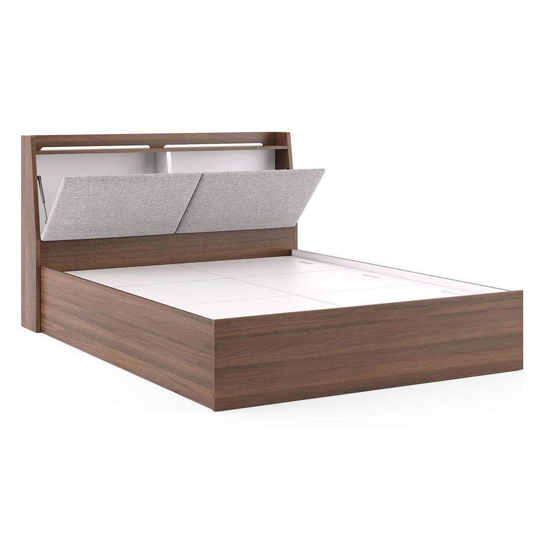 Tyra King Size Bed Box Storage In Classic Walnut Finish
