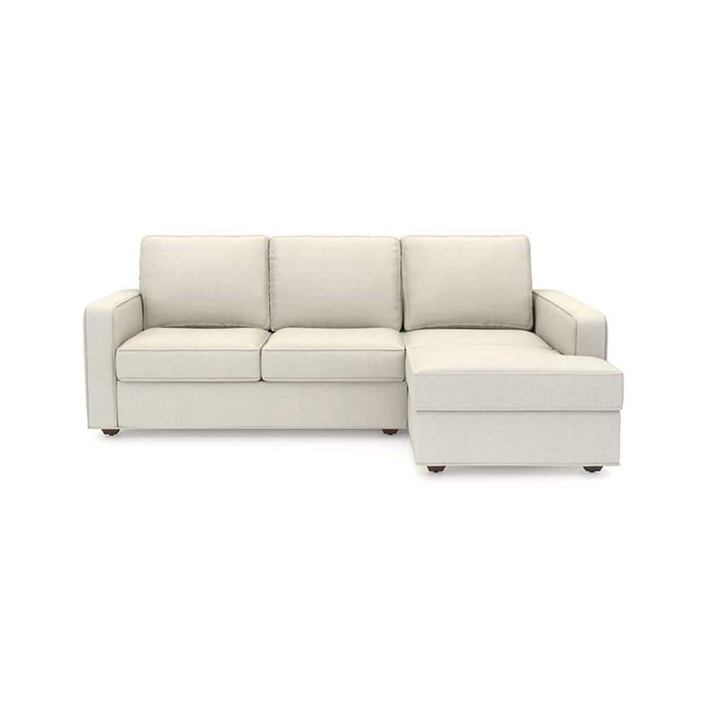 Apollo Sofa (Colour : Pearl, Cushion : Hard, Back Type : Regular, Seating Capacity : Right Aligned 2 Seater + Right Aligned Chaise + Ottoman)