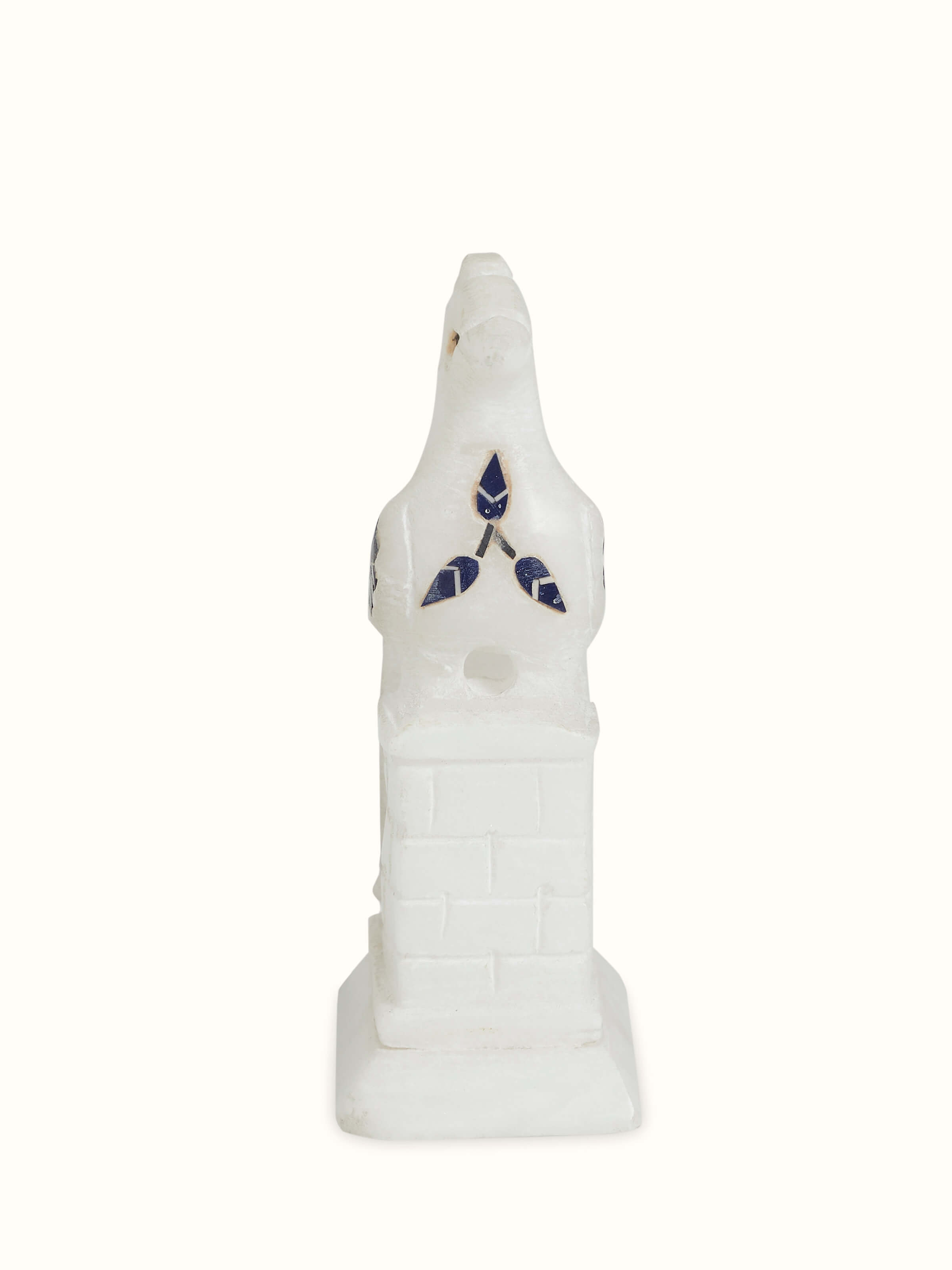 Decorative Pacchikari marble peacock figurine showing multicolor inlay – angled view