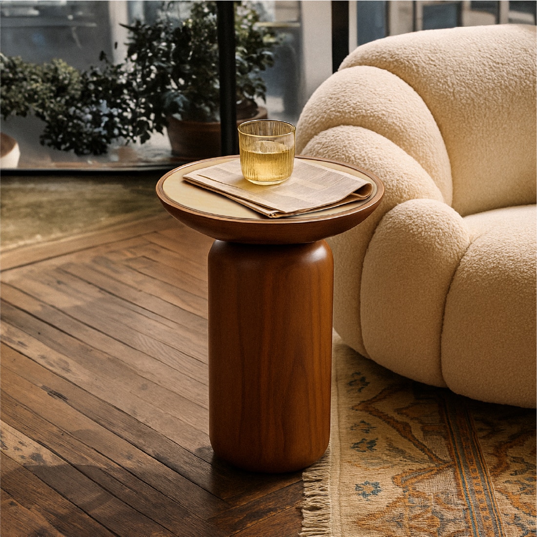 Lusso Solid Wood Side Table in Brown Colour - Orange Tree