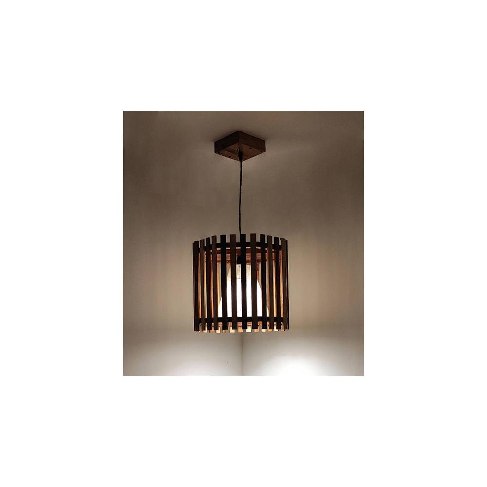 Octa Brown Solid Wood Single Hanging Light