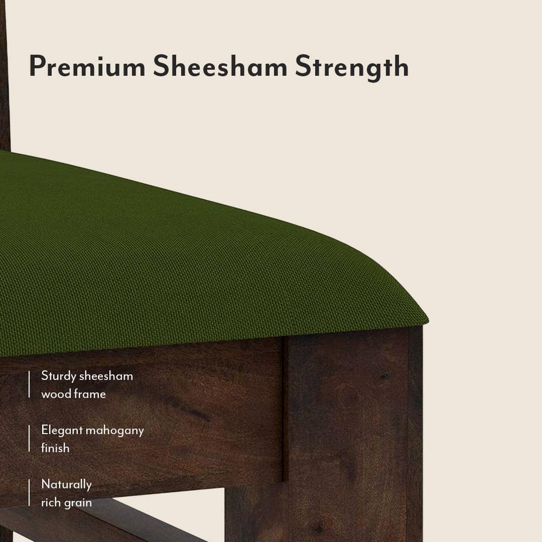 Fabio Dining Chair Set Of 2 In Colour Olive Green And Finish Danish Walnut