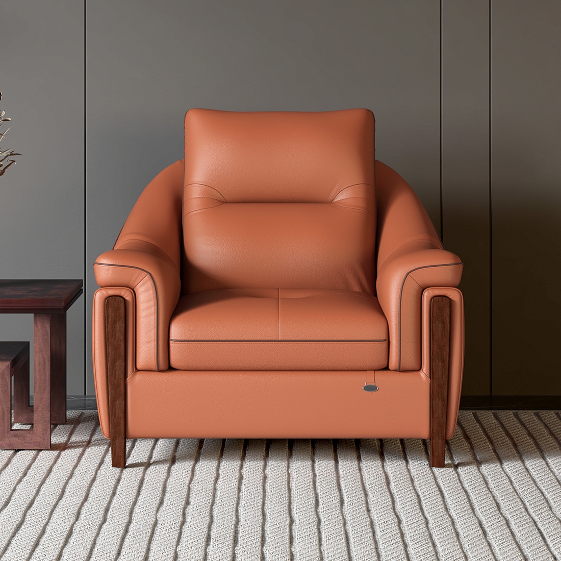 Russet 1 Seater Leatherette Sole in Cinnamon Brown Colour - Durian