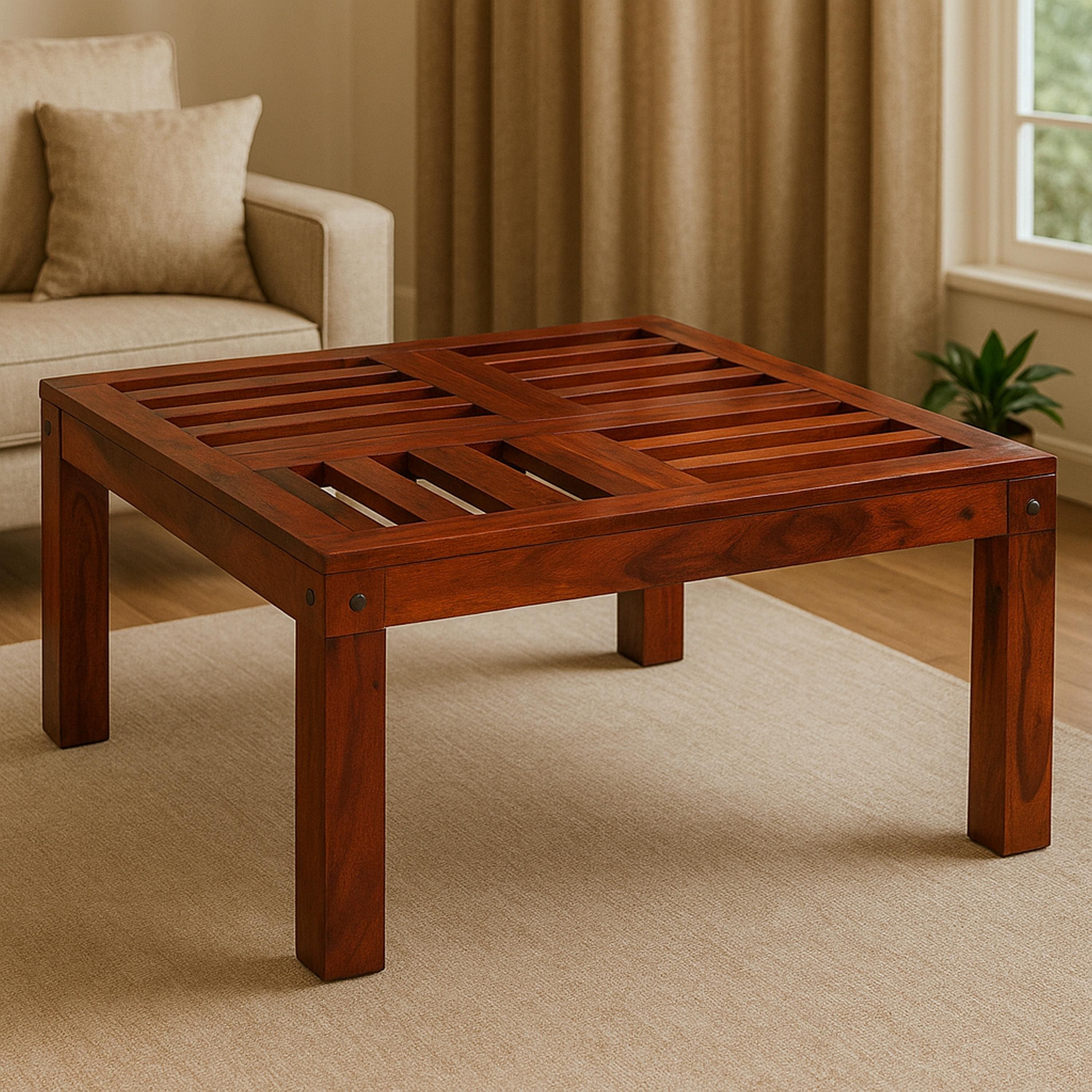Sydney Sheesham Wood Contemporary Square Coffee Table In Honey Finish