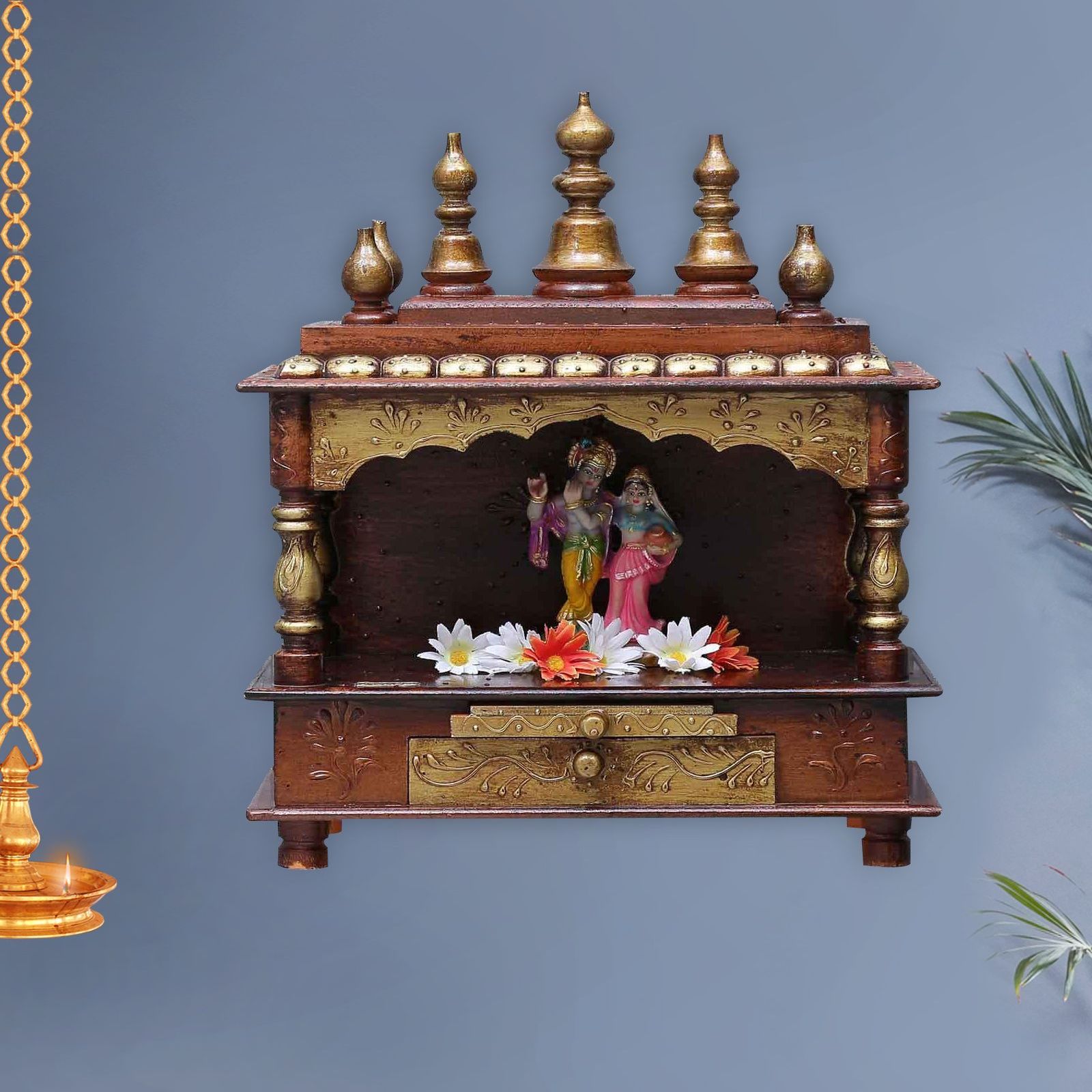 D'Dass Sheesham and Mdf Wooden Home Temple For Pooja Mandir For Home