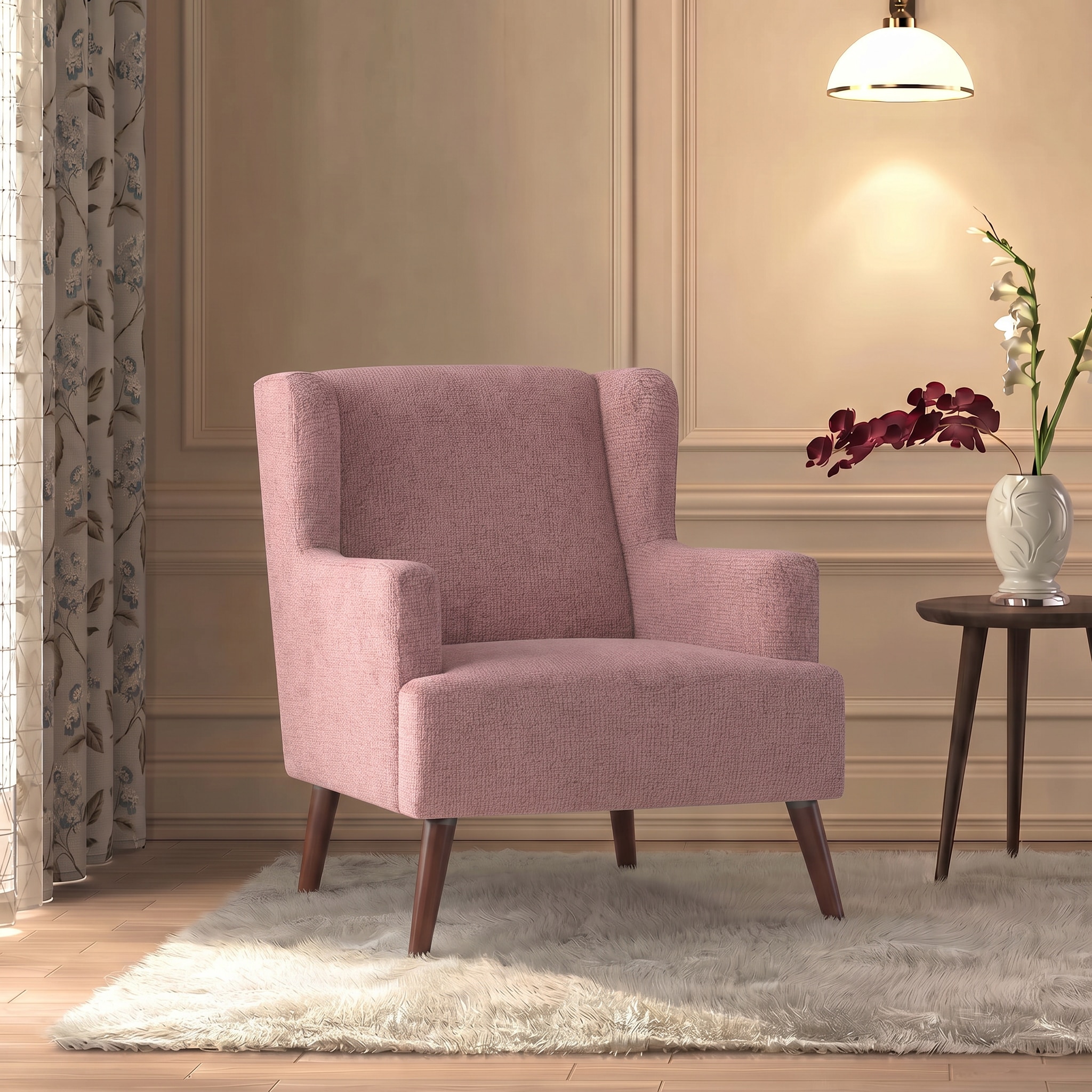 Brando Arm Chair in Desert Rose Colour - Urban Ladder