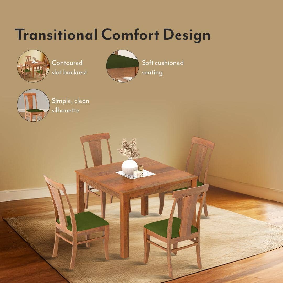 Fabio Dining Chair Set Of 2 In Colour Olive Green And Finish Amber Walnut