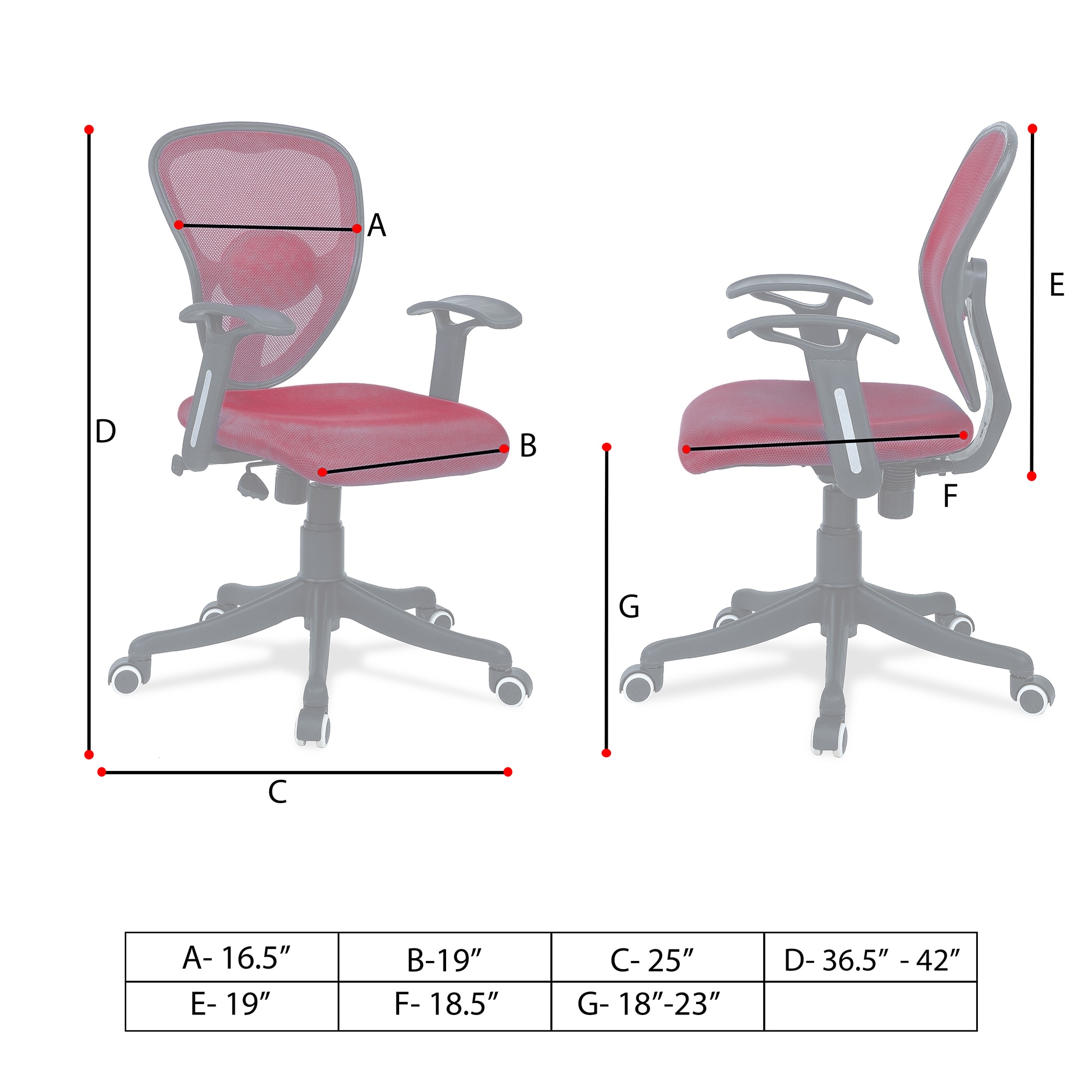 Aaeroa Low Back Ergonomic Chair in Maroon Colour
