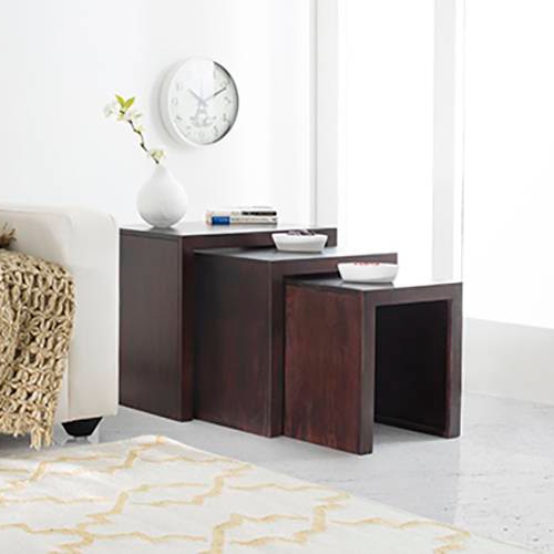 Hamilton Solid Wood Side Table Set of 3 in Mahogany Finish
