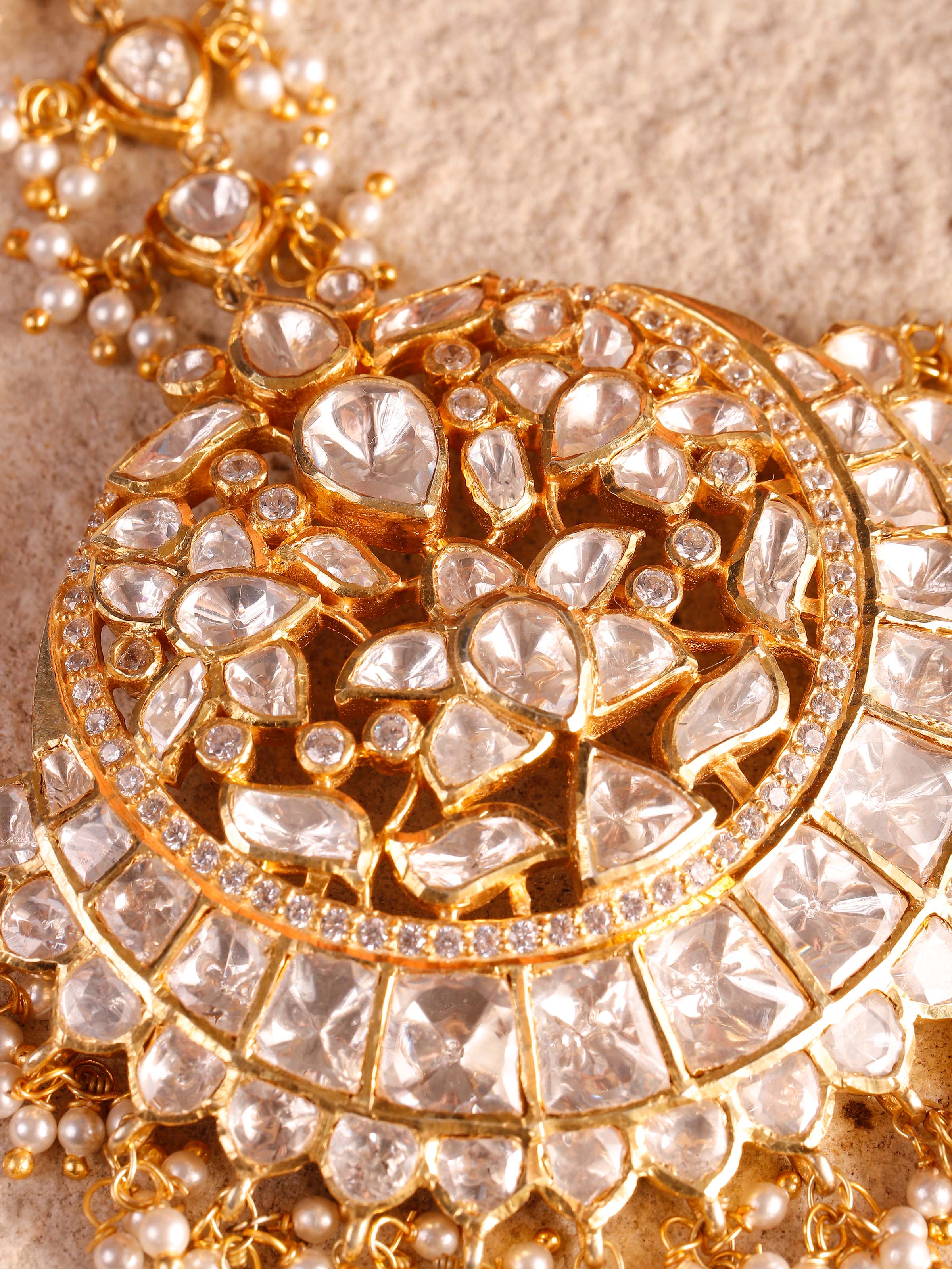 Detail shot of Silver Smithing maang tika