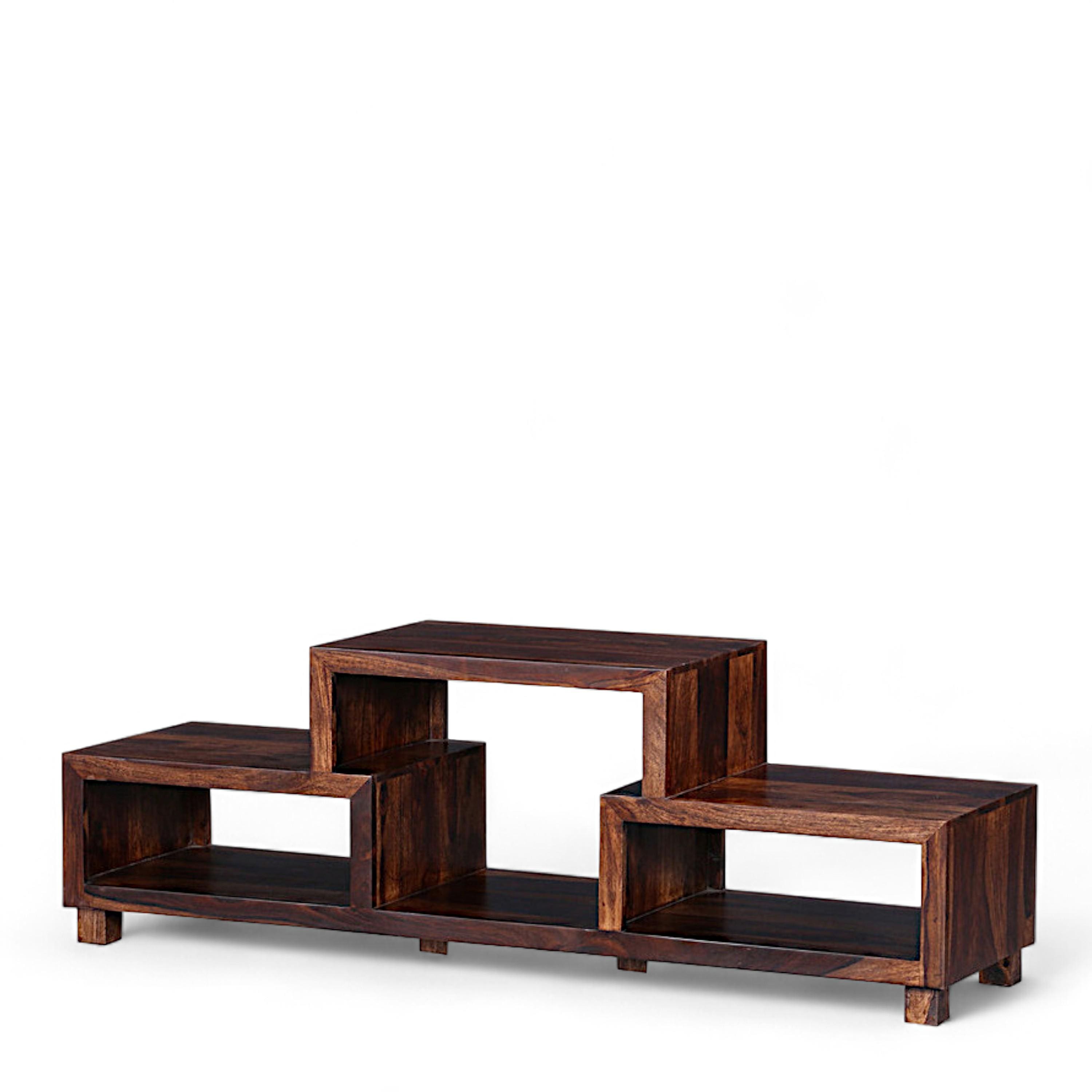 Allen Sheesham Wood Minimalist Tv Entertainment Unit For Tv Upto 55 Inch In Provisional Teak Finish