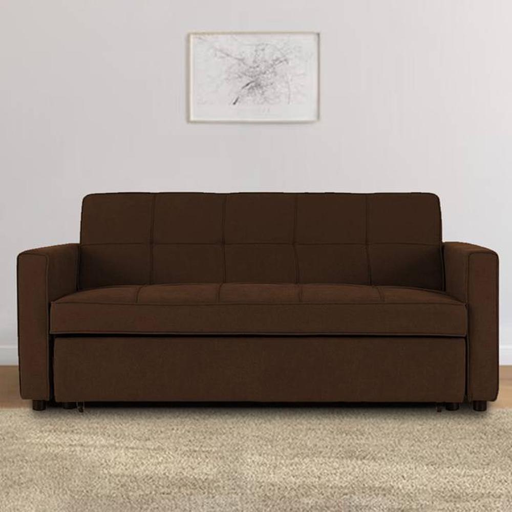Medas 3 Pull Out Sofa Cum Bed In Brown Colour