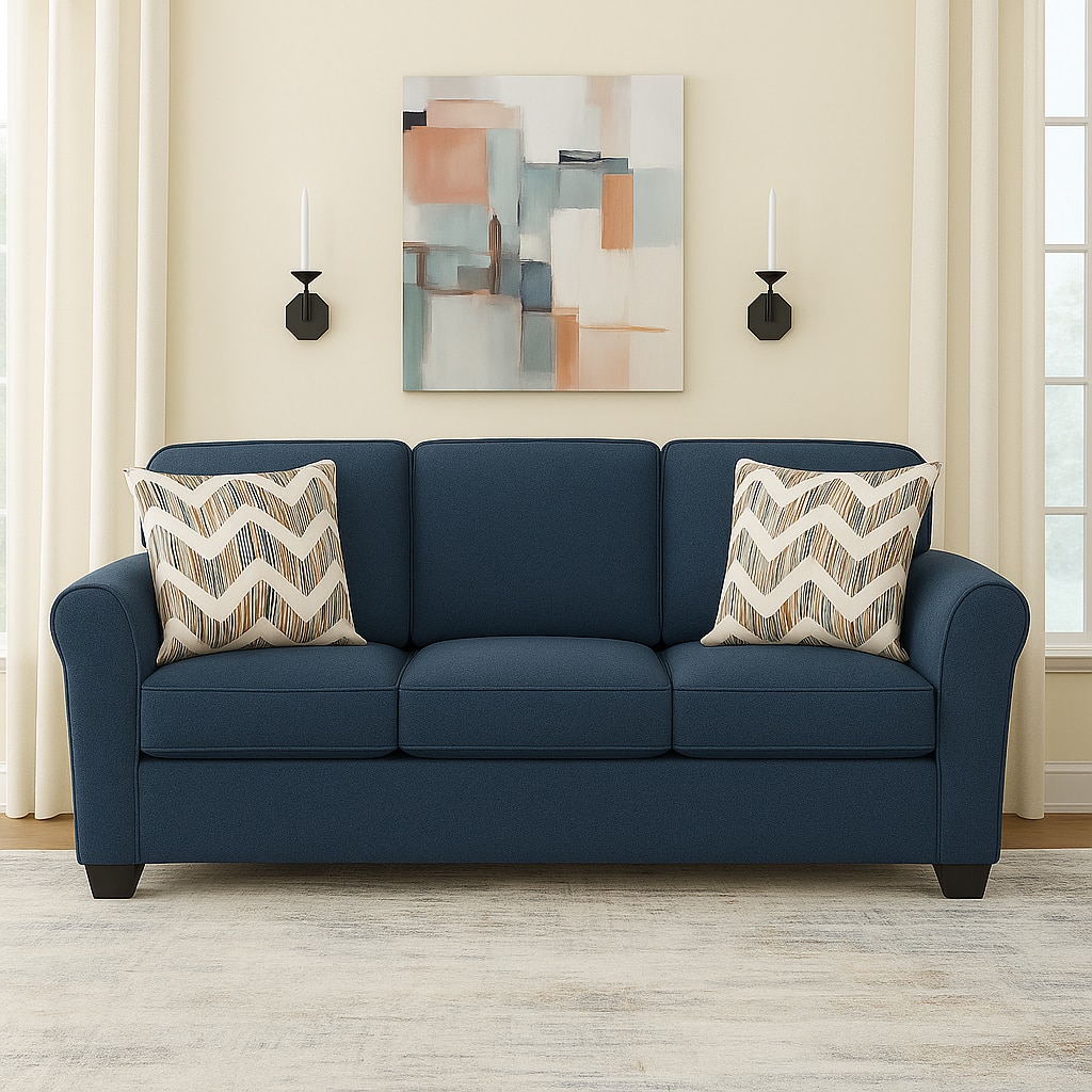 Sehran 3 Seater Sofa In Fabric Navy Blue Color
