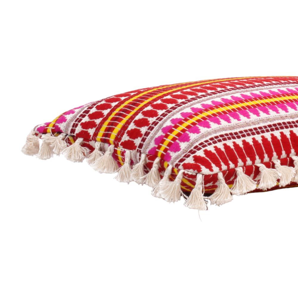 Acrylic Striped Cushion Cover with Lace Set of 2 (24 X 24 Inches)