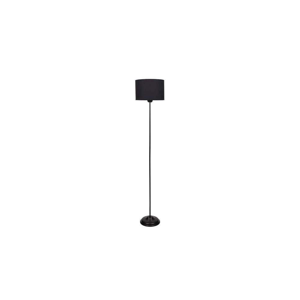 Saul Black Cotton Shade Floor Lamp