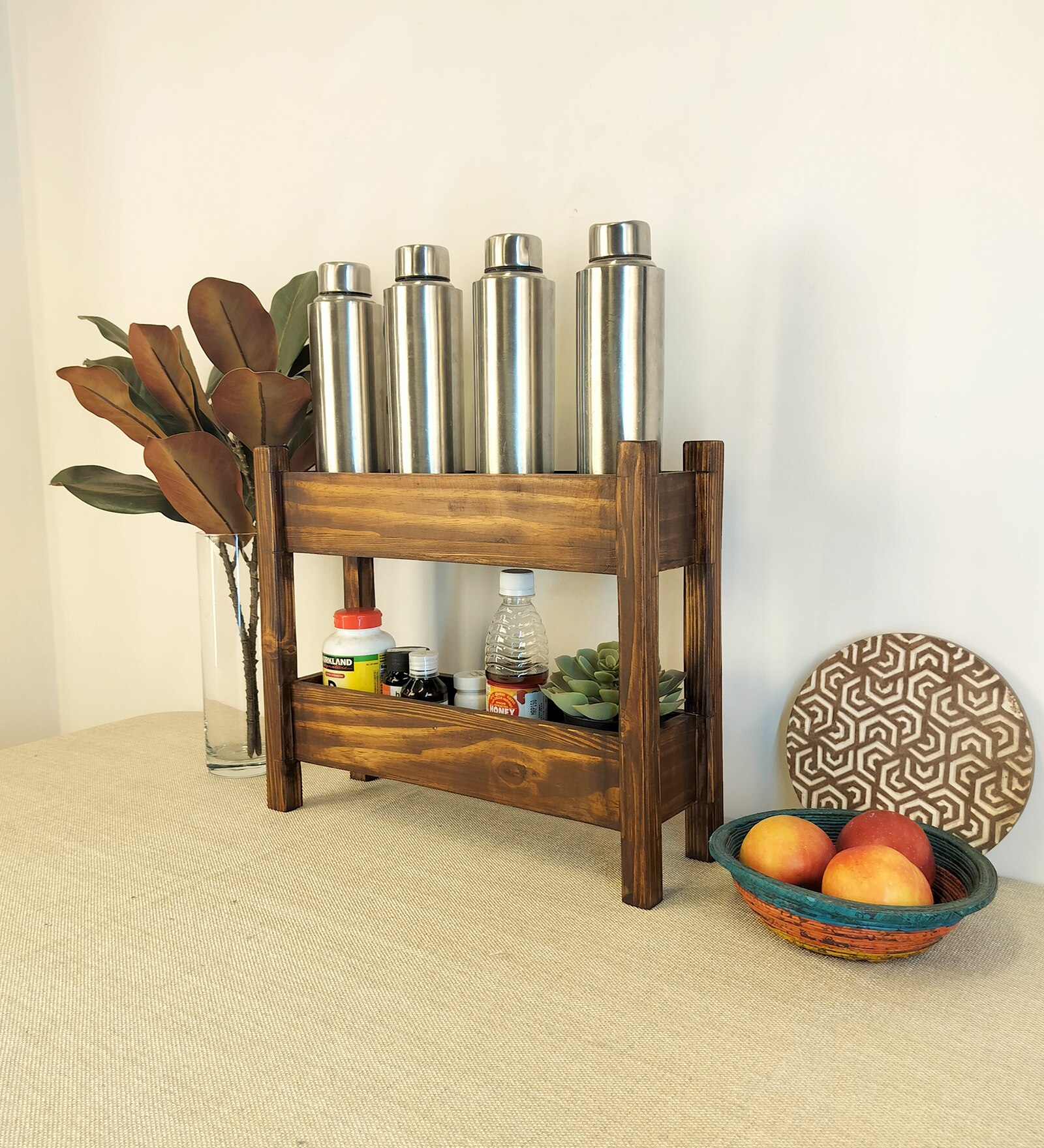 Evana Wooden Kitchen Countertop Organiser