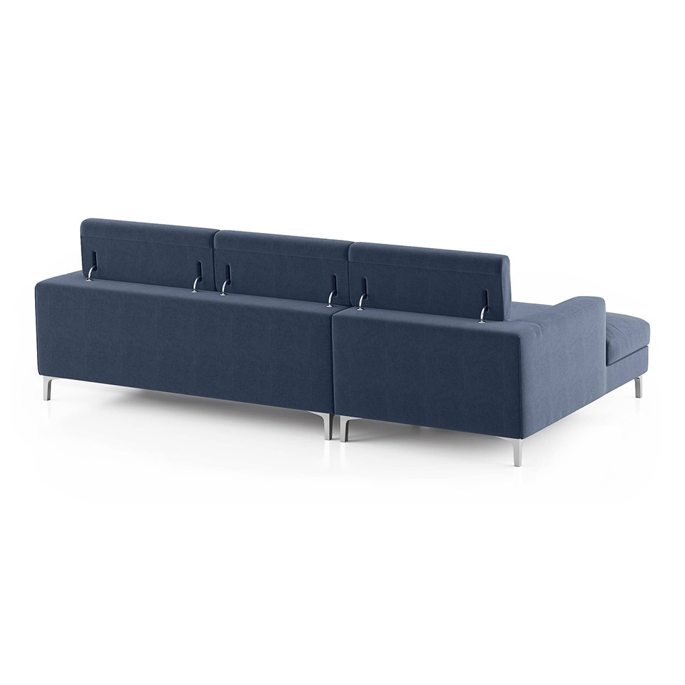 Chelsea Left Aligned 3 Seater Sectional Fabric Sofa (Lapis Blue)