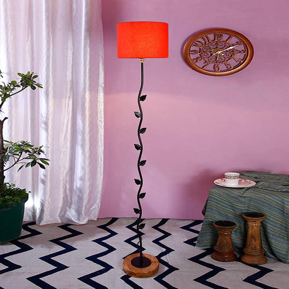 Ewan Orange Cotton Shade Floor Lamp