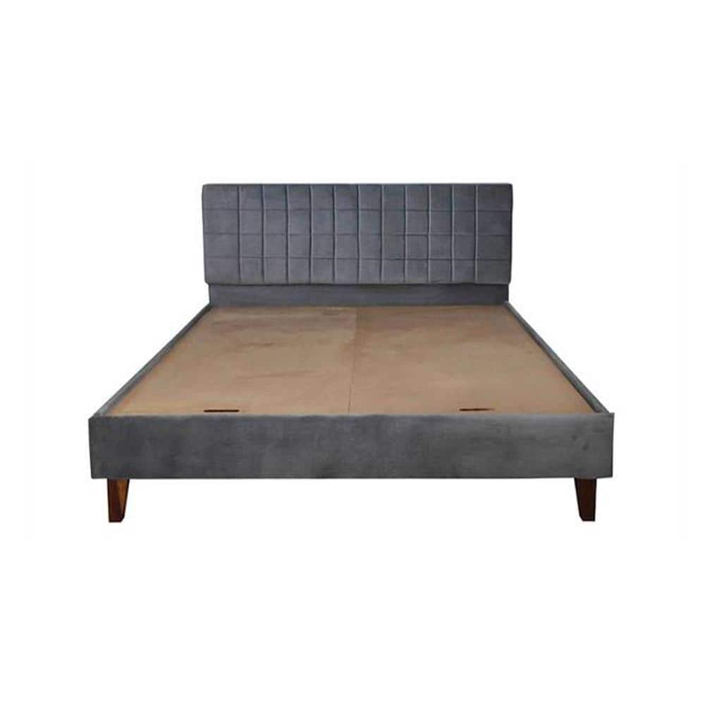 Checkered Engineered Wood Queen Size Non Storage Bed In Honey Oak Finish