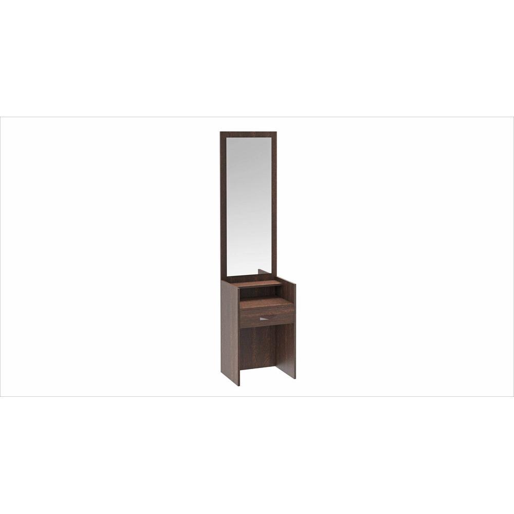 Adaly Engineered Wood Dressing Table Mirror with Drawer & Storage Shelf (Wenge)