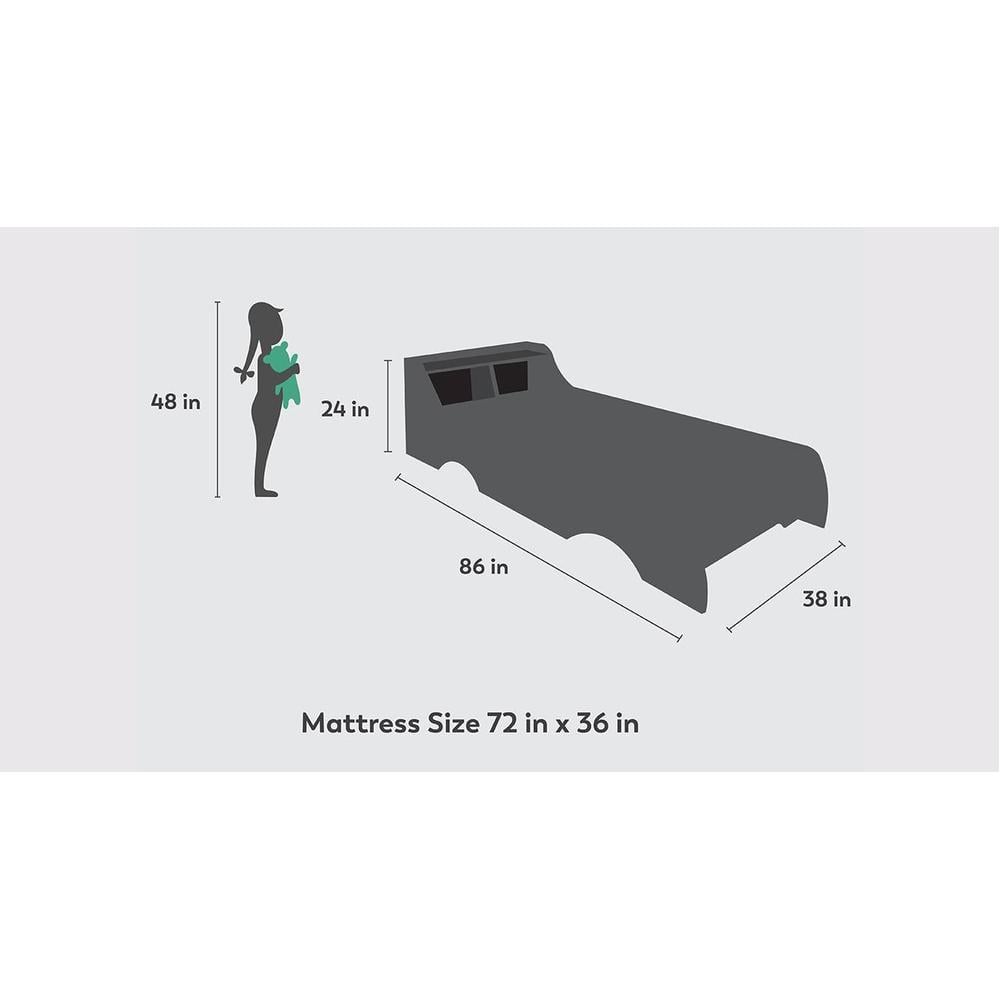 Batty Engineered Wood Non Storage Bed in Dark Grey Colour