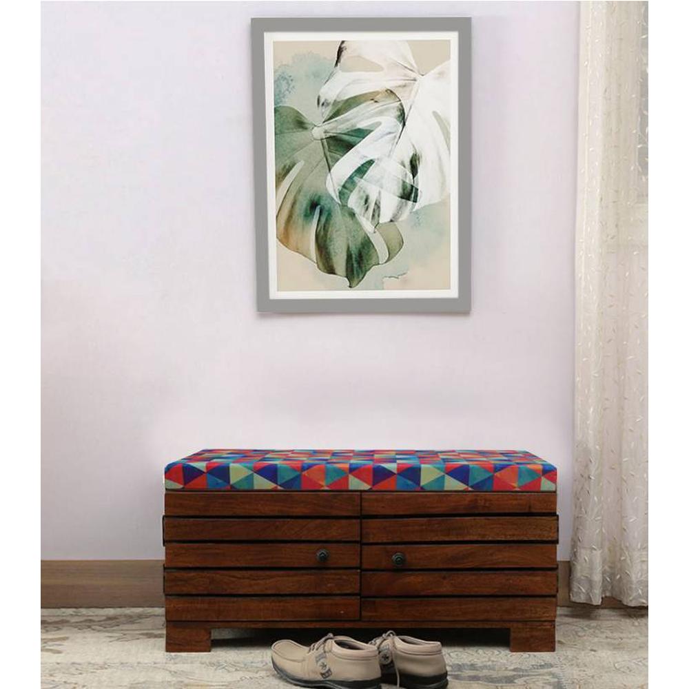Liliana Shoe Rack With Seating In Honey Oak Finish - Globally Indian
