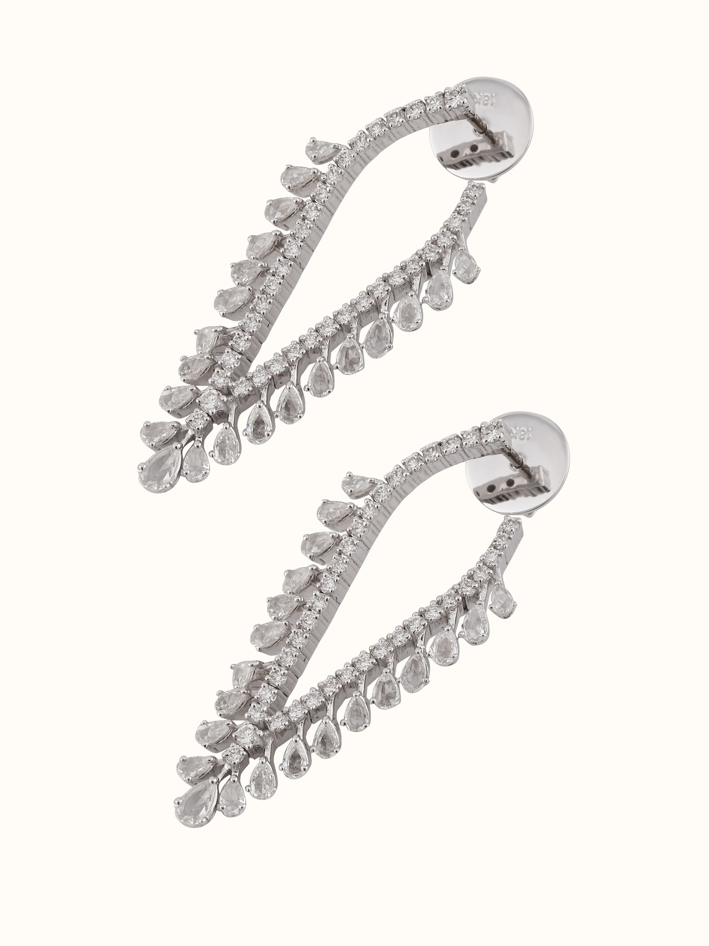 Rose Cut 18 Karat Gold Hoops