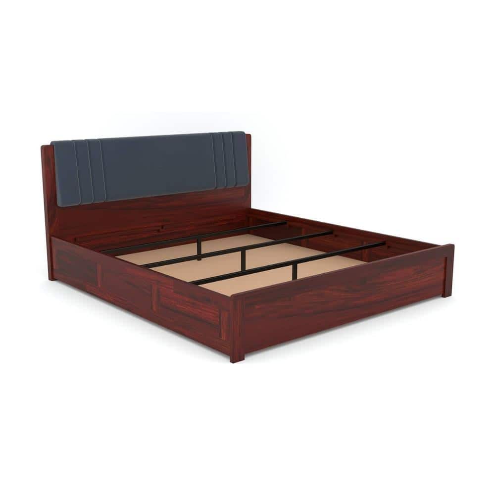 Nahiri Sheesham Wood Queen Size Bed In Honey Oak Finish With Box Storage