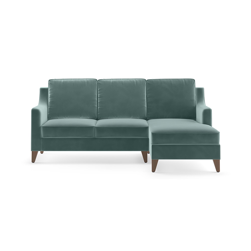 Abbey Sectional Sofa (Colour : Dusty Turquoise Velvet, Cushion : Soft, Seater : Right Aligned 2 Seater + Right Aligned Chaise)